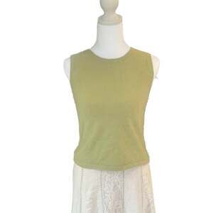 Valerie Stevens 100% Cashmere Sleeveless Turtleneck Sweater Vest in Green